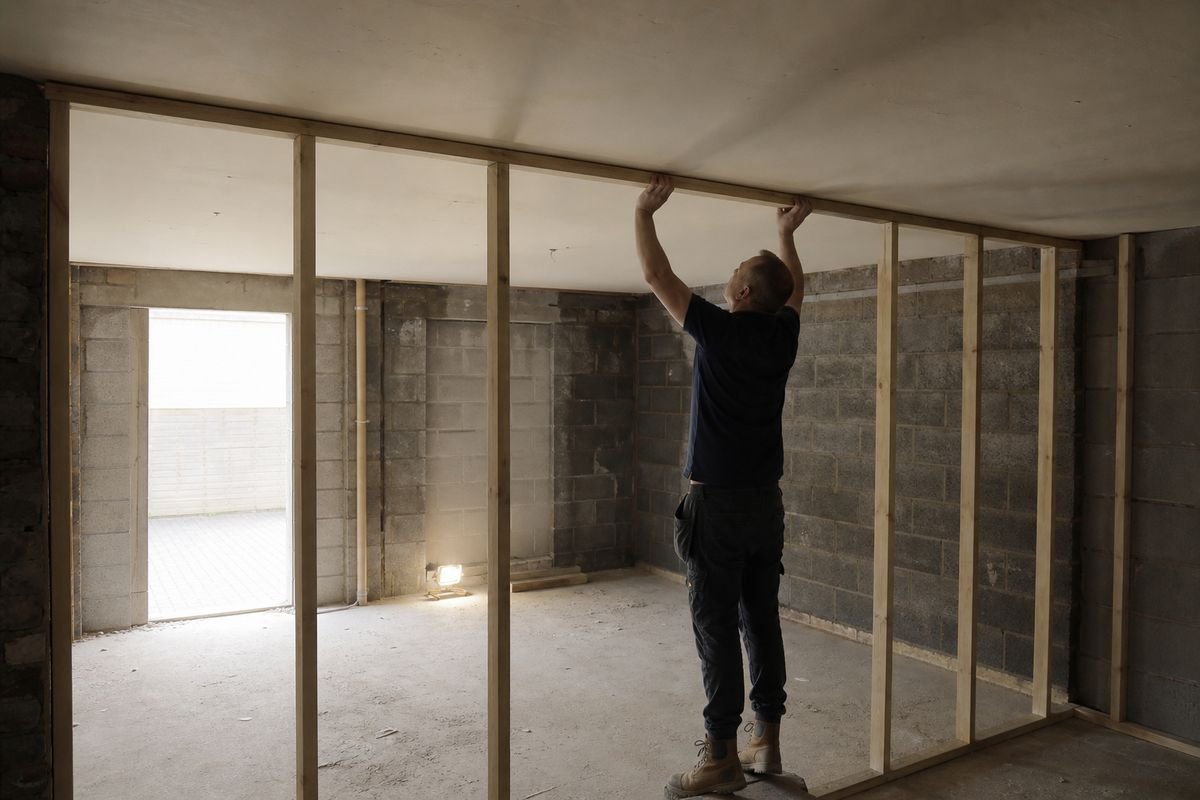 Garage conversion partition framing in Basingstoke