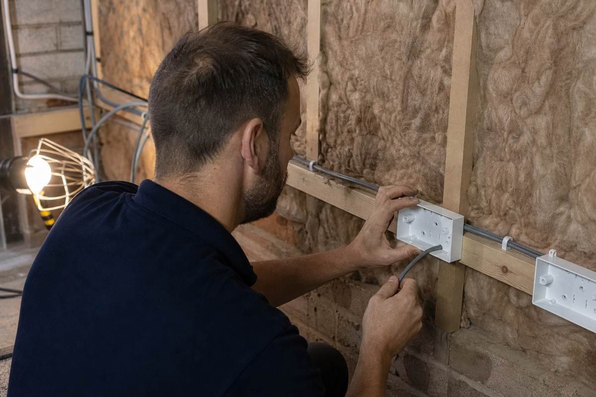Garage conversion first fix wiring in Basingstoke